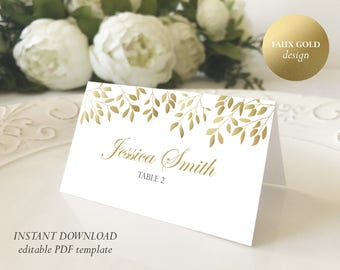 Gold position card Etsy photograph regarding Gold Printable Place Cards known as Gold House card Etsy
